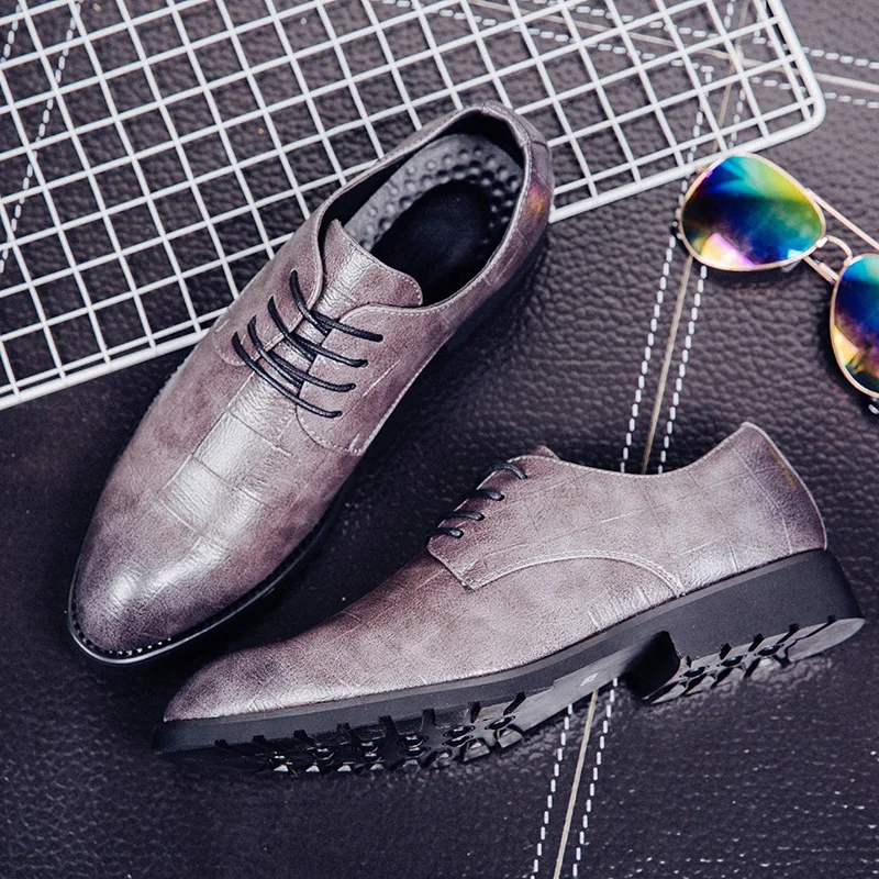 men shoe pointed toe italian formal dress leather silver ballet flats male footwear luxury brand 2017 derby oxford shoes for men (15)
