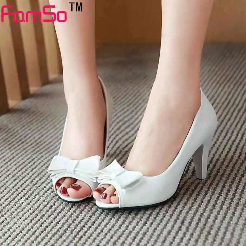 

FAMSO 2017 New Black 4Colors basic Pumps Shoes Peep toe Women Office Shallow Low Shoes Spring Women's Pumps Shoes PS3201