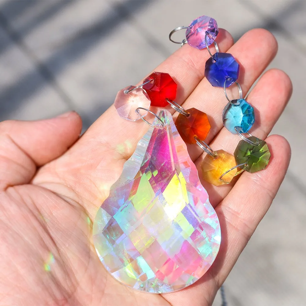 H& D Chakra Suncatcher Crystal AB призмы ручной работы Радужный шар подвеска-маятник 76 мм висячая Защита от солнца для декор домашнего окна