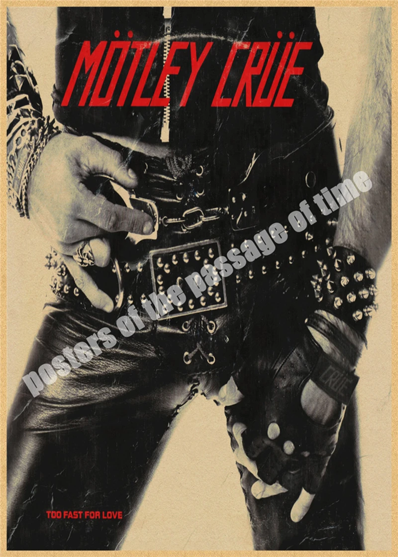 Motley Crue винтажная Ретро рок-группа музыкальная гитара матовая крафт-бумага античный плакат Настенная Наклейка домашний декор - Цвет: Красный