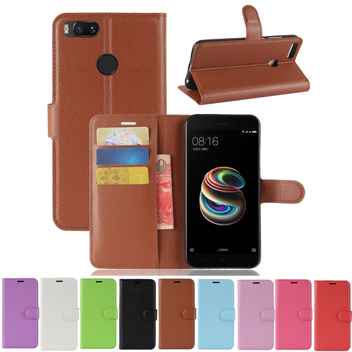 for Xiaomi A1 Wallet Cover Card Holder Phone Cases for Xiaomi Mi A1