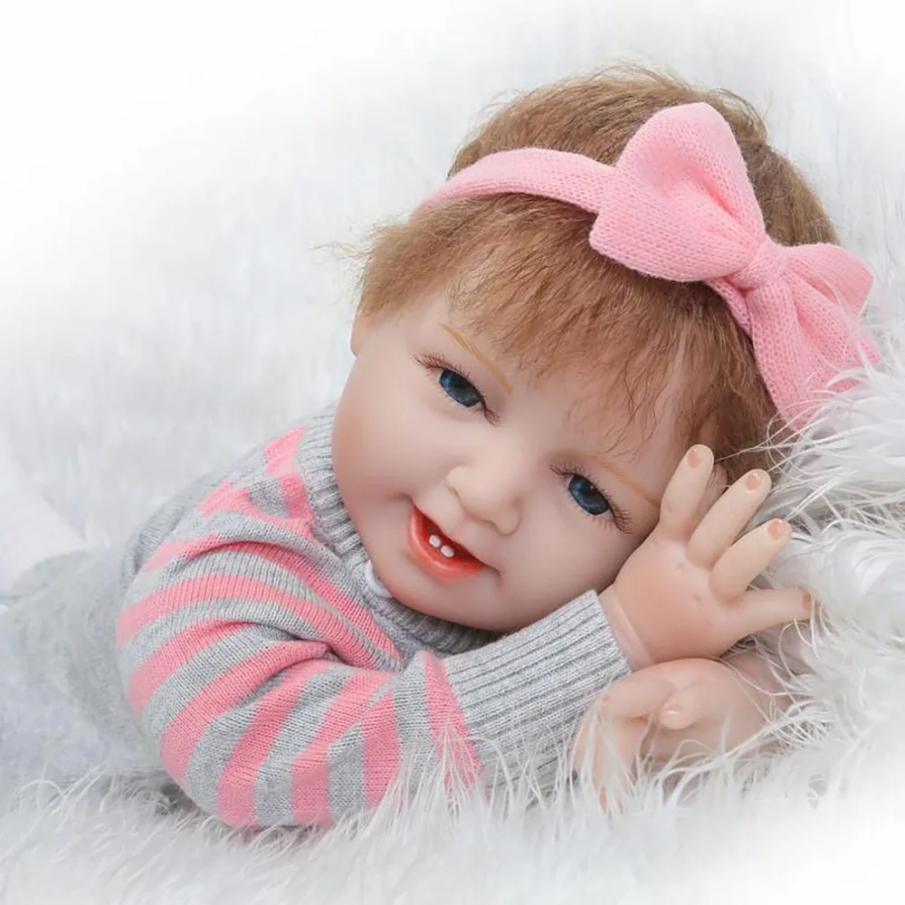 

55CM Full Body Soft Silicone Newborn Dolls Toys For Girls Realistic Gold Hair Reborn Baby Dolls Princess Toy BabyDoll Girls Gift