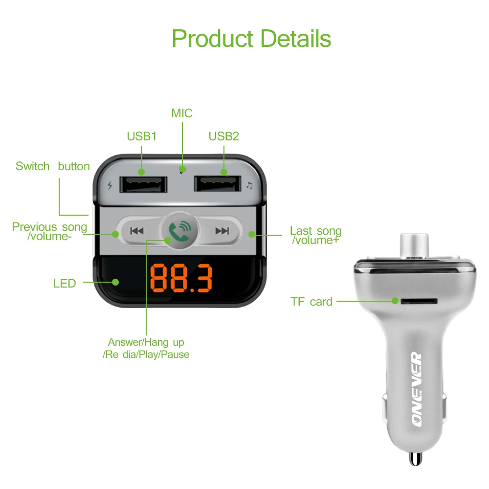 Bluetooth автомобильные комплекты MP3-плеер с TF слотом для карт 3.4A двойной USB порт автомобильные зарядные устройства FM передатчики Handsfree телефонные звонки