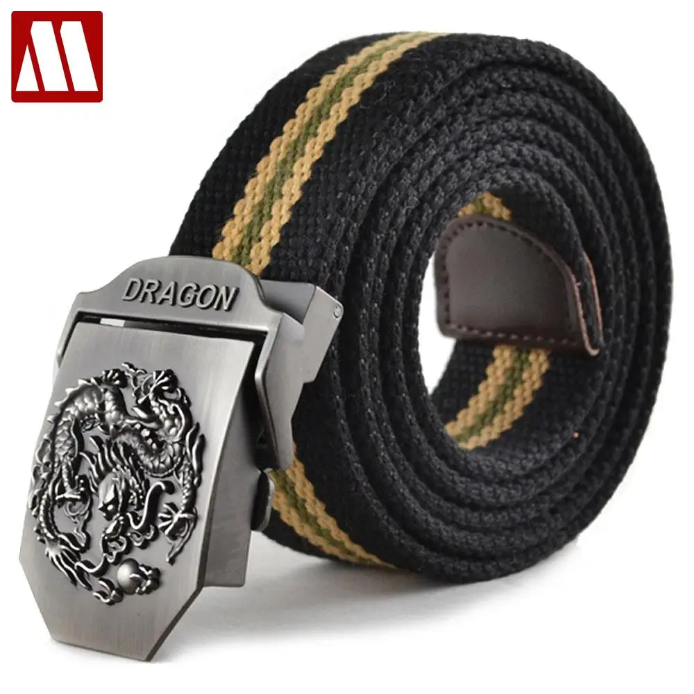 

50% OFF Hot sale Canvas Dragon totem Metal Buckle Belt 11 colors mens ethnic style casual Waistband 110cm C414-1