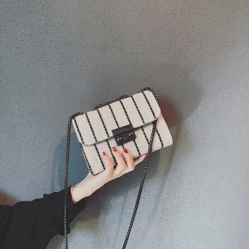 

Yuhua, 2020 new handbags, fashion chain messenger bag, trend Korean version shoulder bag, simple stripet women bag.