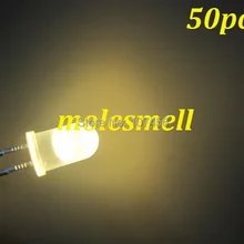 50 шт. 5 мм теплый белый рассеянный высокой мощности яркий круглый светодиодный Светодиодный светильник s лампа 5 мм молочно-белый светодиодный теплый белый светодиодный