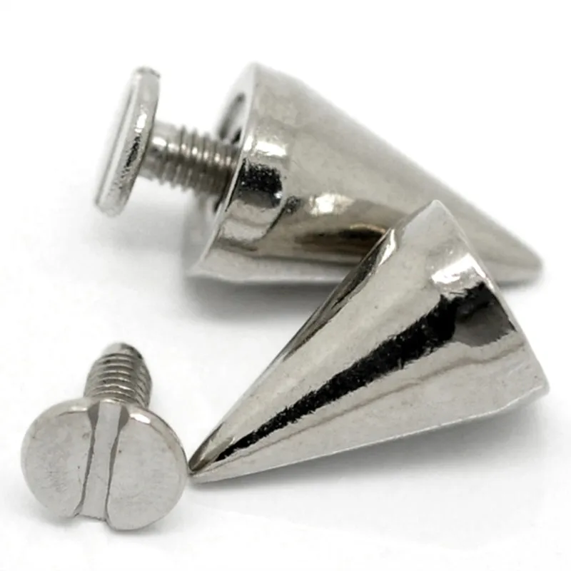 50Sets Punk Cone Studs Spots Spike Rivets Garment Silver Tone For