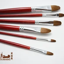 6 шт./компл. ласка волос ногтем sape картина маслом кисти энтузиазм красное дерево стержень гуашь, Акварель Живопись Pen