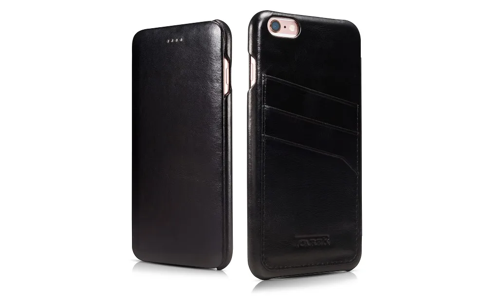Классический защитный чехол-книжка из натуральной кожи на весь экран для Apple iPhone 6 6s Plus, кошелек, внешний держатель для карт, чехол для телефона s - Цвет: black