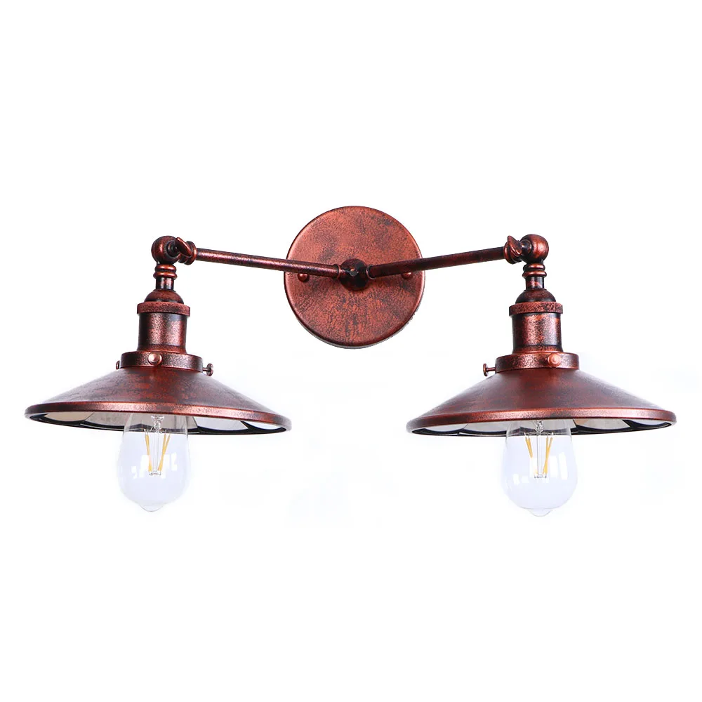 

Rusty Iron American Village Wall Lamp E27 Bulb with lampshade restaurant led wall lamp Bedroom wall light RWL0013