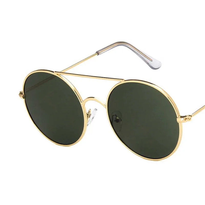 LeonLion модные круглые солнцезащитные очки с большой оправой, женские Винтажные Солнцезащитные очки с маленьким лицом, женские/мужские солнцезащитные очки, яркие цвета, для покупок - Цвет линз: Gold Dark Green