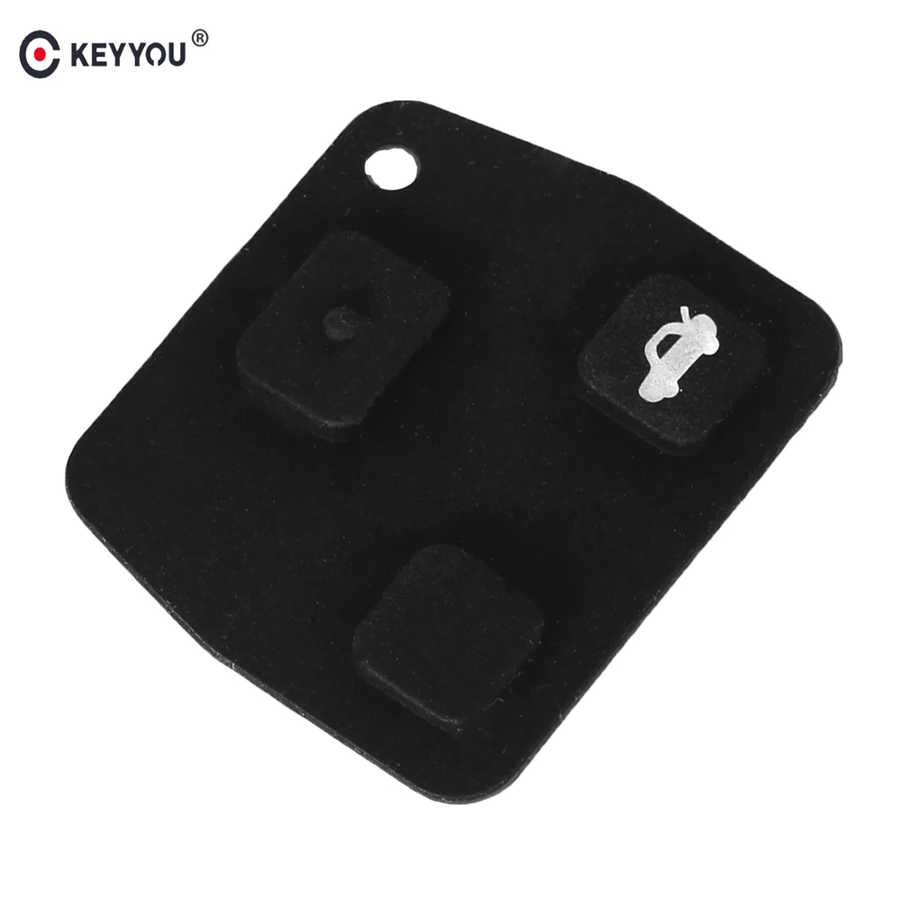

KEYYOU 50X 3 Buttons Remote Car Key Pad For Toyota Avensis Corolla for Lexus Rav4 Black Silicon Rubber Button Pad