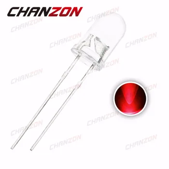 

100pcs 5mm Red LED Diode 2 Pin Transparent Round Ultra Bright 5 mm 20mA 2V LED 620-625nm Light Emitting Diode Lamp Through Hole