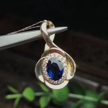 

New! Fidelity natural 6*8mm Sapphire 18k gold Pendants noble fashion fine jewelry for women party natural blue gemstone