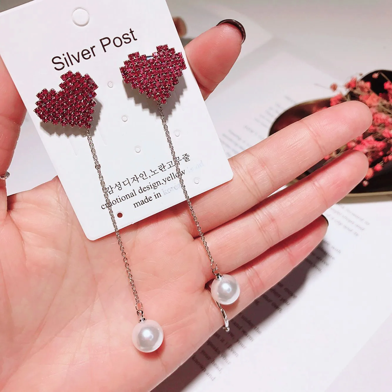 Sweet heart серьга с жемчугом и кисточкой Серебро 925 Сообщение гипоаллергенный fadeless
