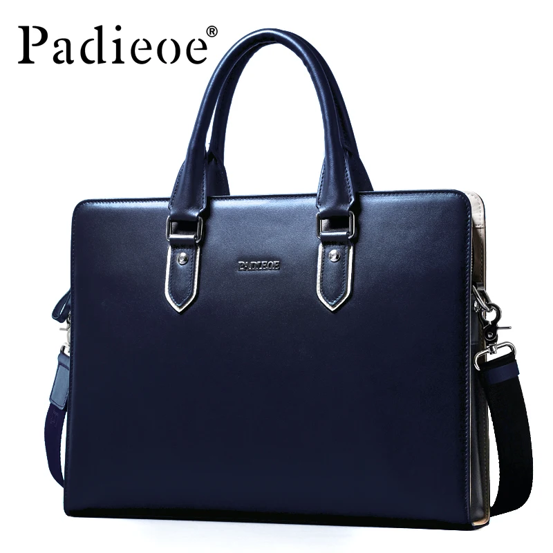 

Padieoe Luxury Genuine Cow Leather Business Men Briefcase High Quality Durable man Shoulder Bag Fashion Casual male Briefcase