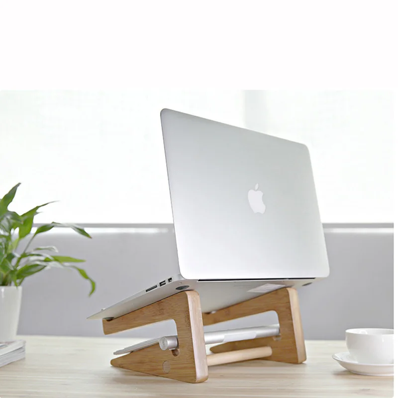 Günstig Vmonv Erhöht Höhe Kühlung Bambus Laptop PC Ständer für Macbook Air Pro Retina Vertikale Basis Halterung für 15 Zoll Notebook PC