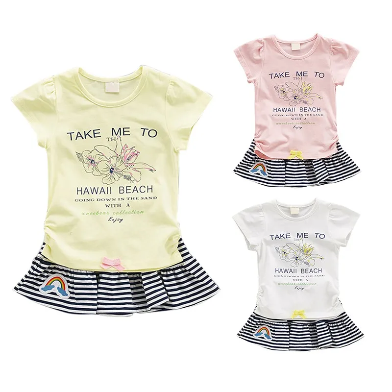 Baby Girls Summer Clothes Set Cute Little Girls T-shirt Mini Skirt Clothing Set for Baby Infant Girl