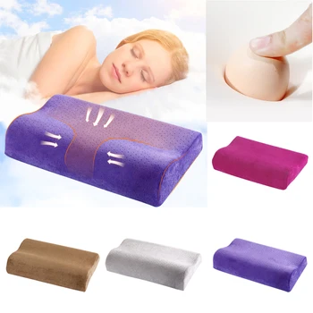 

Memory Foam Pillow With Solid Velvet Pillowcase Adults Neck-Protecting For Bedroom Cervical Health Improve Soft Sleeping