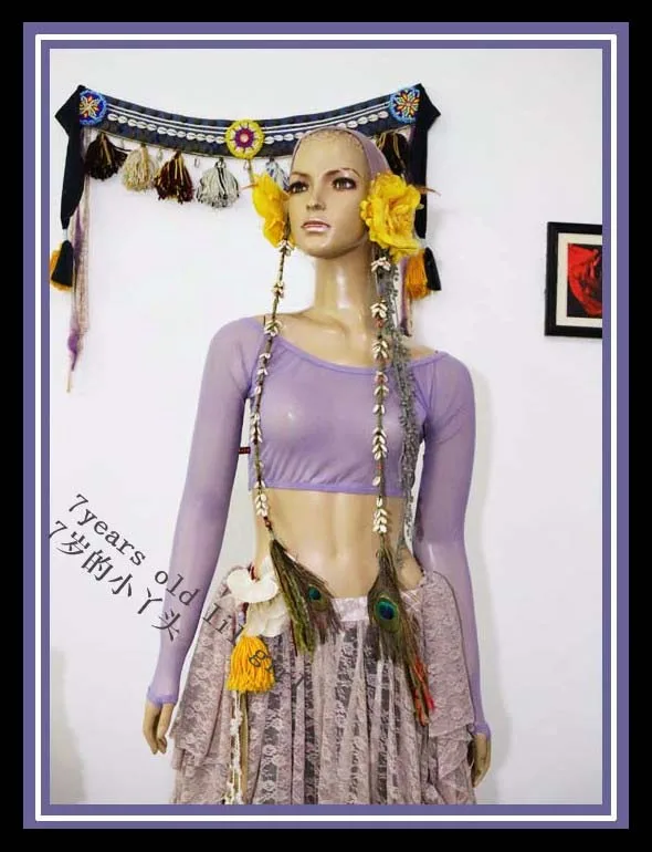 

Transparent thin belly dance long sleeve on Finger Top CG115