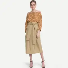 Новые модные женские летние юбки с высокой талией Прямые повседневные однотонные юбки галстук-бабочка Feminino пляжные юбки