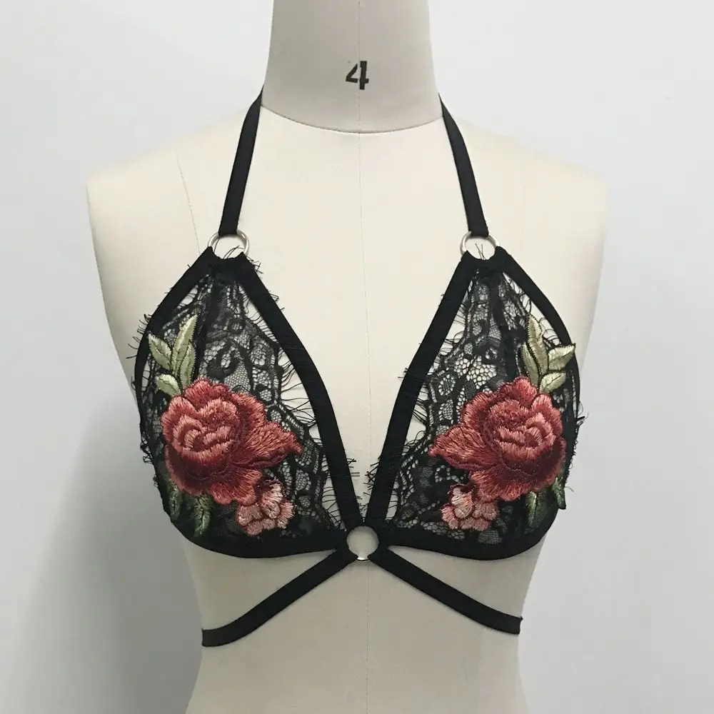 1Pcs Women Lady Sexy Lace Sheer Floral Lingeire Elastic Bandage Bra Embroidery Flowers Bralette Crop Tops