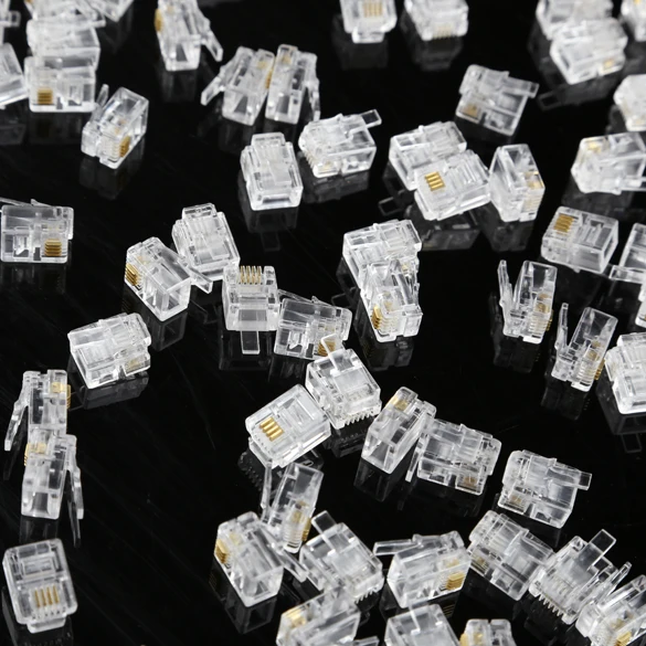 100X4 Pin RJ11 RJ-11 6P4C модульный телефонный телефон кристаллический разъем высокого качества