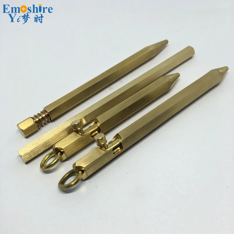 Emoshire Hand polished copper pen Six edges brass pen Anti roller roll Retro brass Neutral signature pen Metal pen (9)