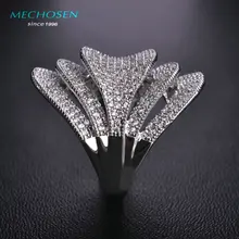 MECHOSEN Zirconia Anillos para Hombres de Las Mujeres de Múltiples Capas de Líneas de Lujo CZ Anillo de Dedo Del Diamante Del Banquete de Boda de Lujo Accesorios Anel Aros