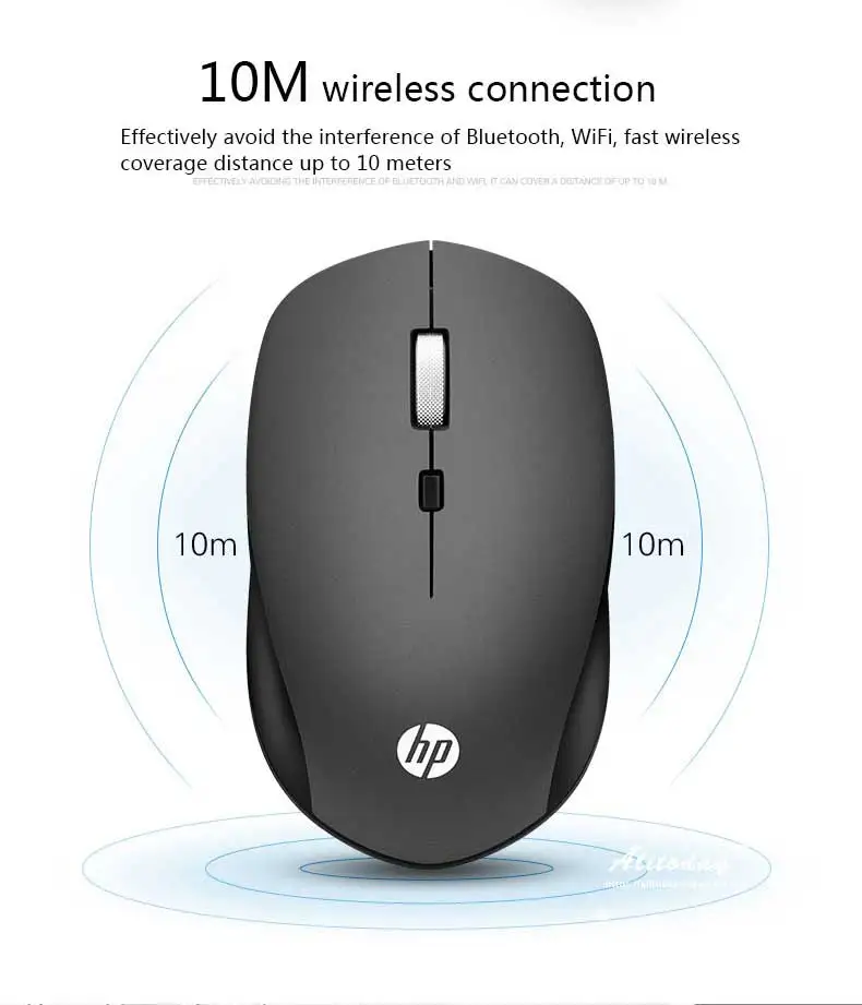Hp S1000 плюс Бесшумная оптическая 2,4 ГГц Беспроводной мышь 1600 Точек на дюйм беззвучная мышь для ноутбука ПК