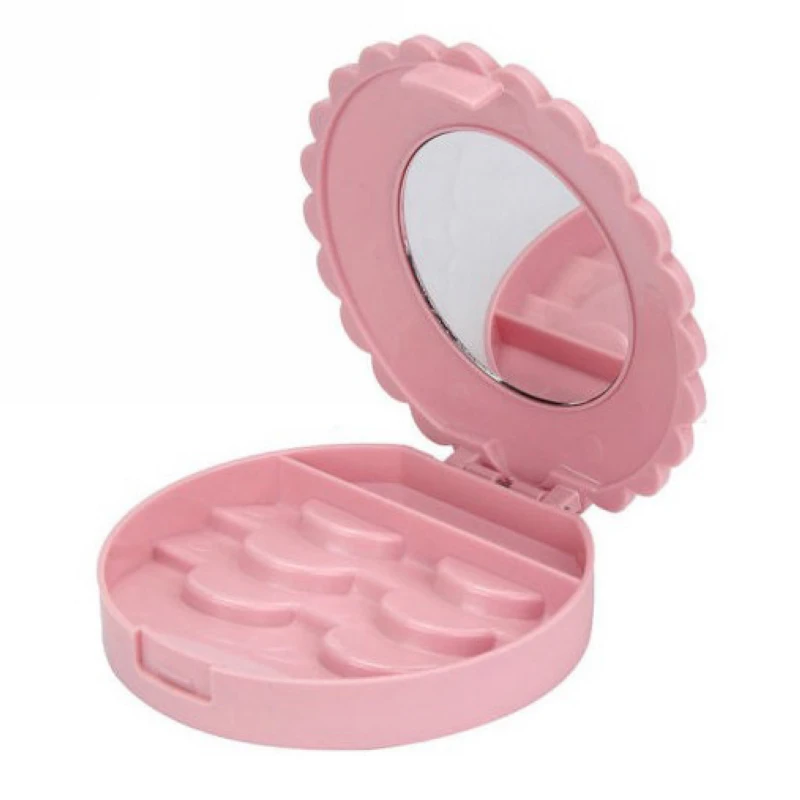 1pc Plastic Empty Fake Lashes Eyelashes Care Storage Case Box Container With Mirror For Makeup Accessories