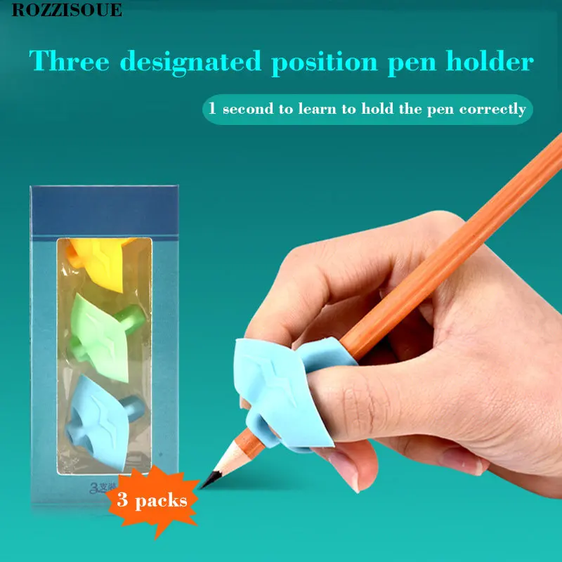 

3PCS Children Hold Pen Magic Set Beginner Writing Silicone Toy Baby Double Thumb Posture Correction Pen Tool Student Educatio