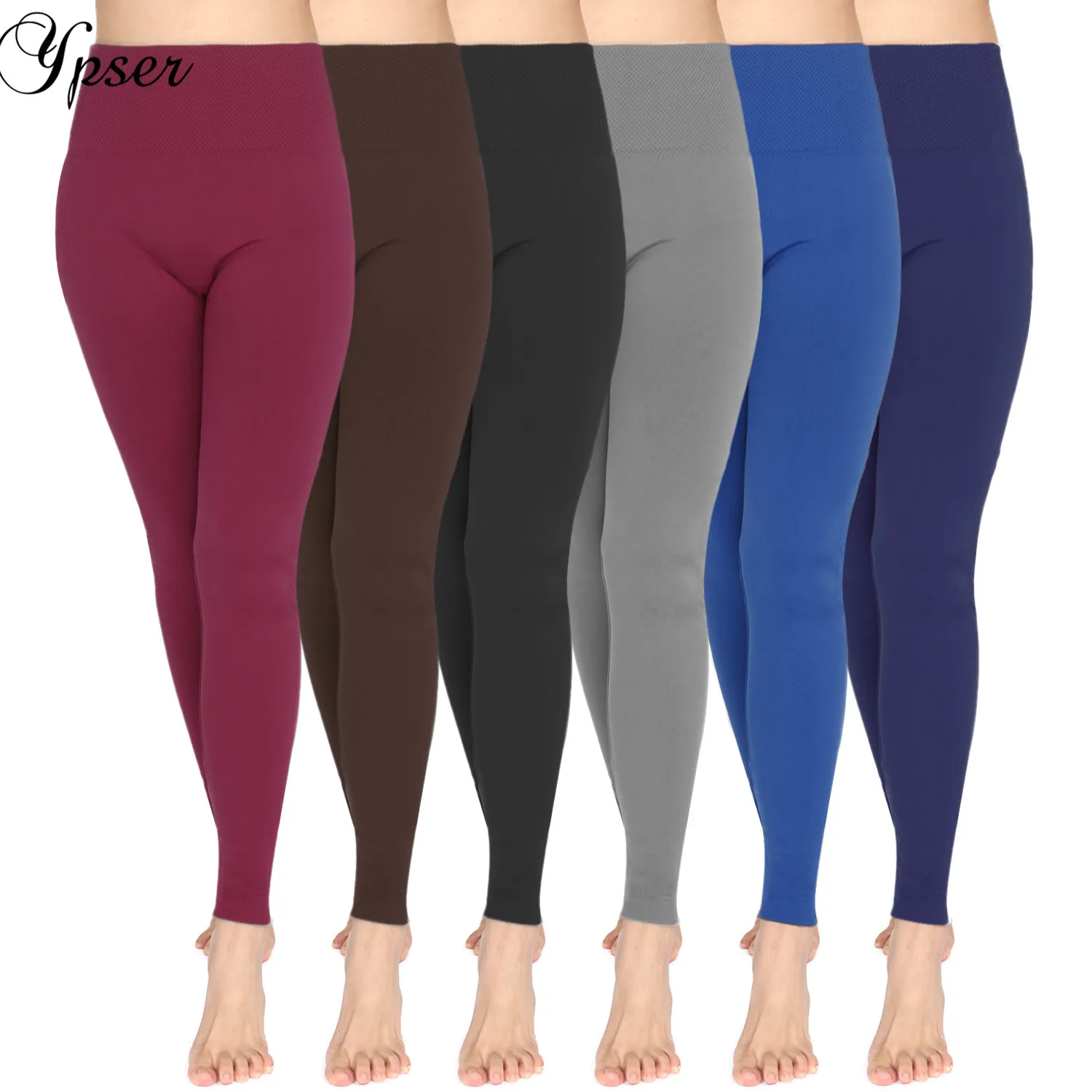 

Ypser Fleece Lined Leggings Women High Waist Slimming Pants Elastic Tight