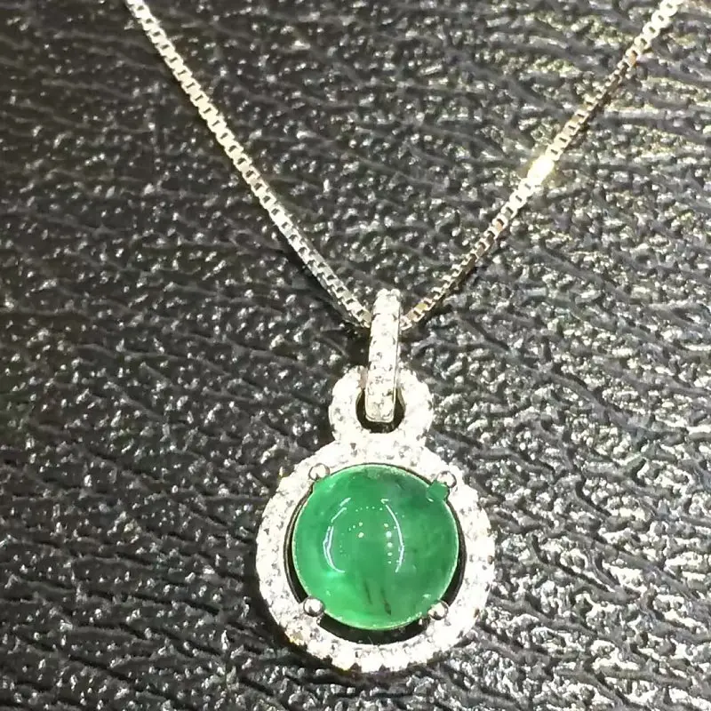 

2017 Qi Xuan_Fashion Jewelry_Colombian Green Stone Fashion Necklaces_S925 Solid Silver Pendant Necklaces_Factory Directly Sales
