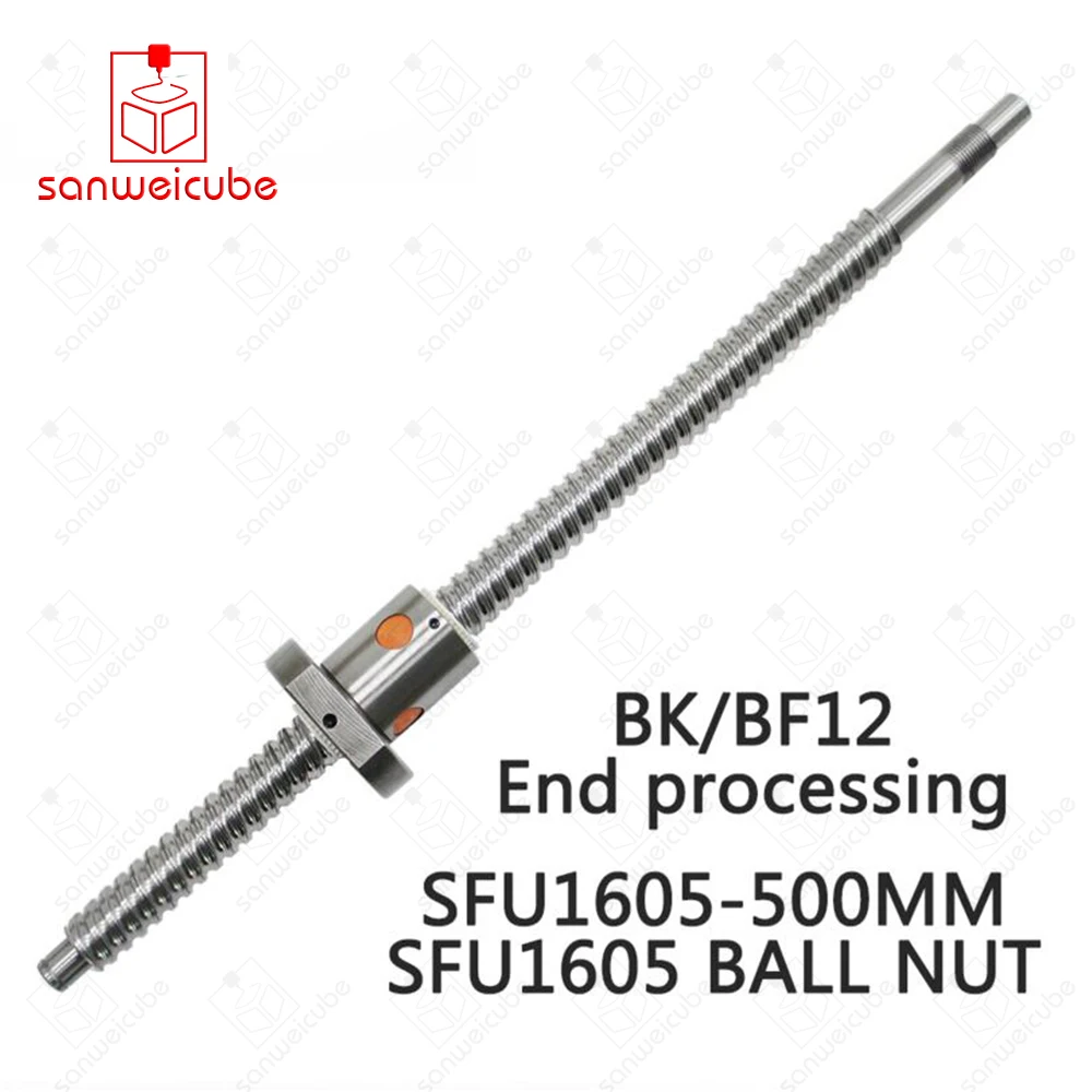 

SFU1605 16mm 1605 Ball Screw Rolled C7 ballscrew SFU1605 500mm with one 1600 flange single ball nut for CNC parts and machine