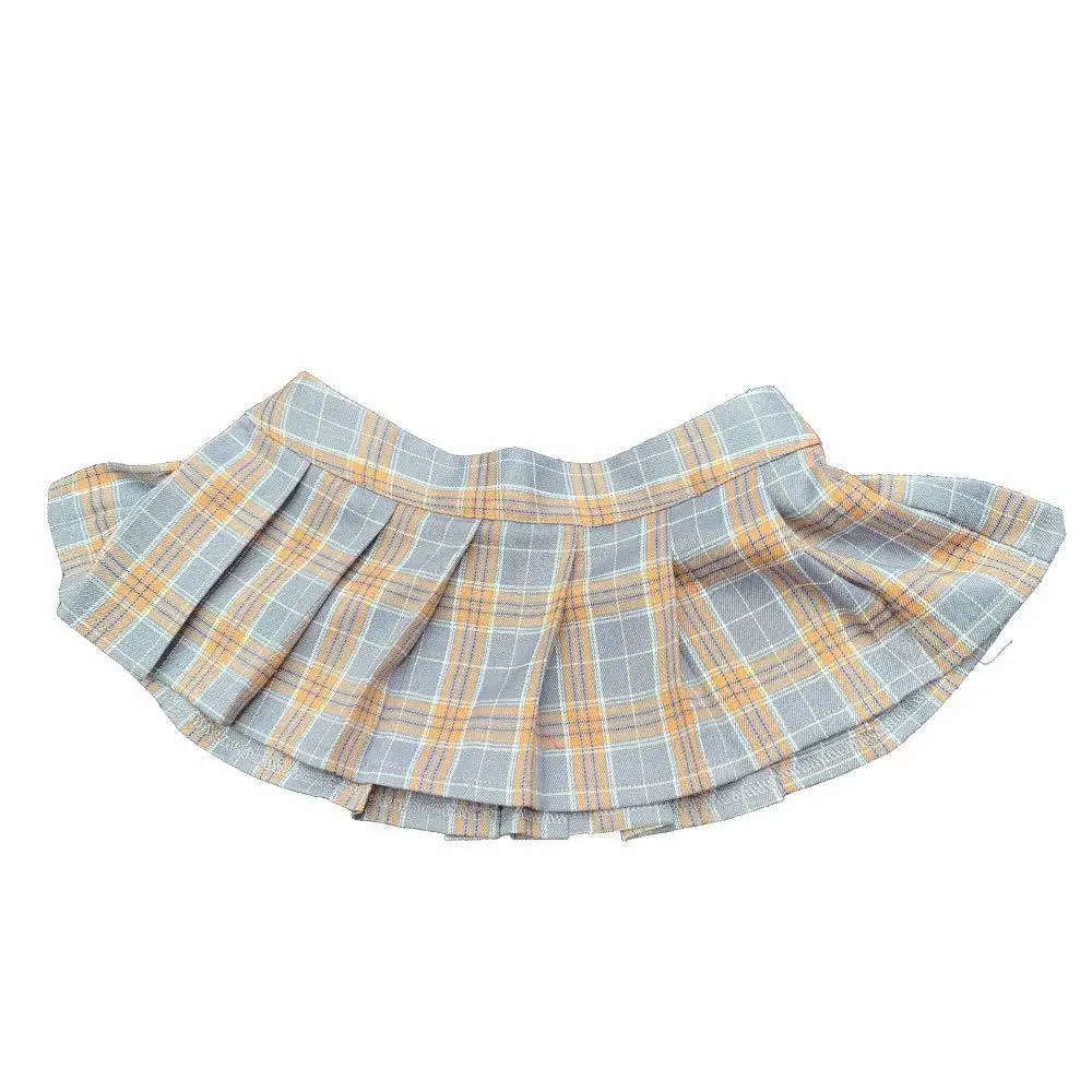 Женская клетчатая юбка Школьницы Костюм для ролевых игр плиссированная мини-юбка микро короткое платье косплей - Color: Grey