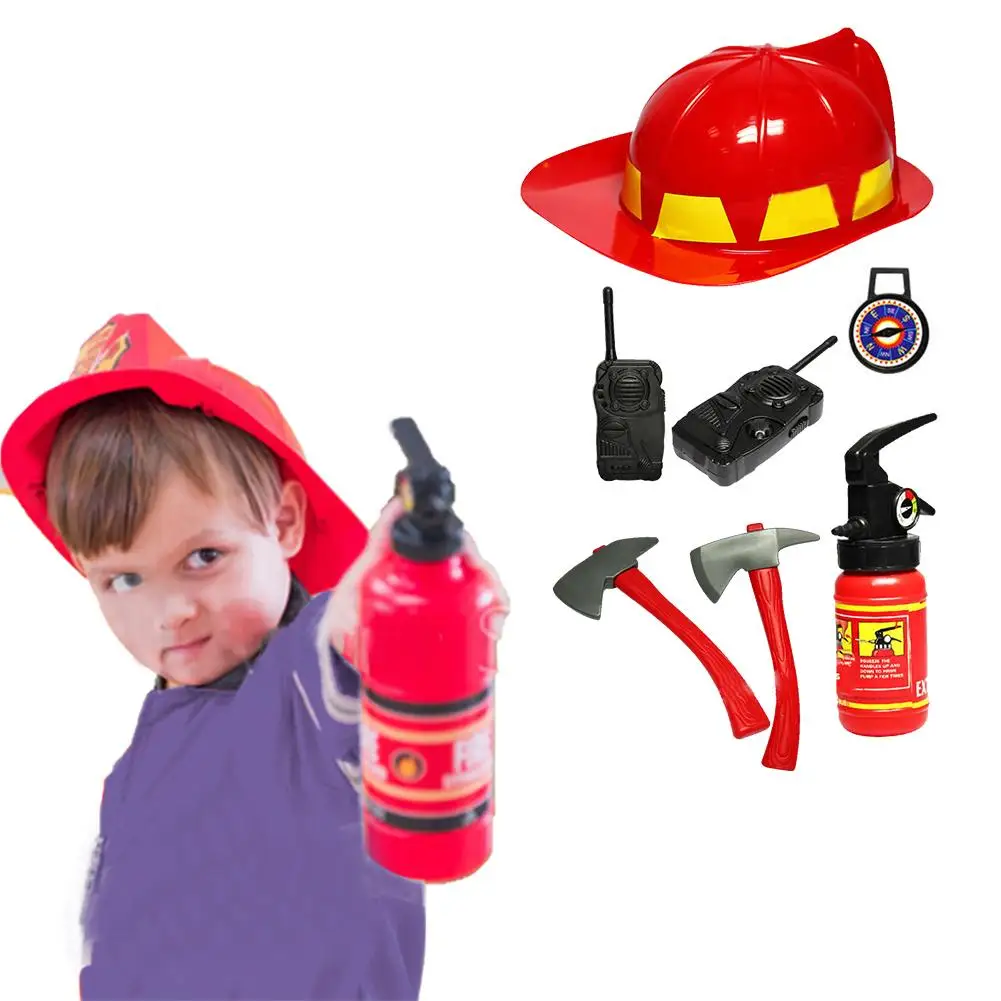 Новые детские игрушки-пожарники, Имитационные инструменты для пожаротушения, наборы игрушек, пожарный шлем, огнетушитель, Компас для маленьких мальчиков в подарок
