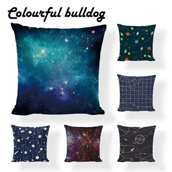 

Wholesaler Starry Sky Space Astronaut Star Pillow Cushion Case Western Pillow Cases Settee 18inch Linen Handmade Easter Almofada