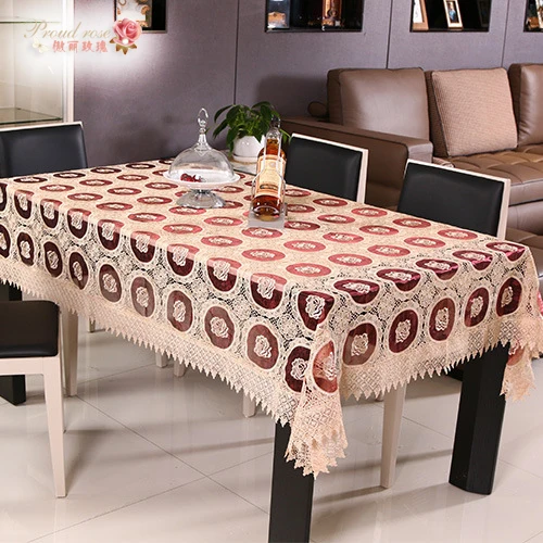 Proud Rose Lace Tablecloth Rectangular Table Cloth Glass Yarn Tablecloths Fashion Wedding Decor Table Cover Translucence