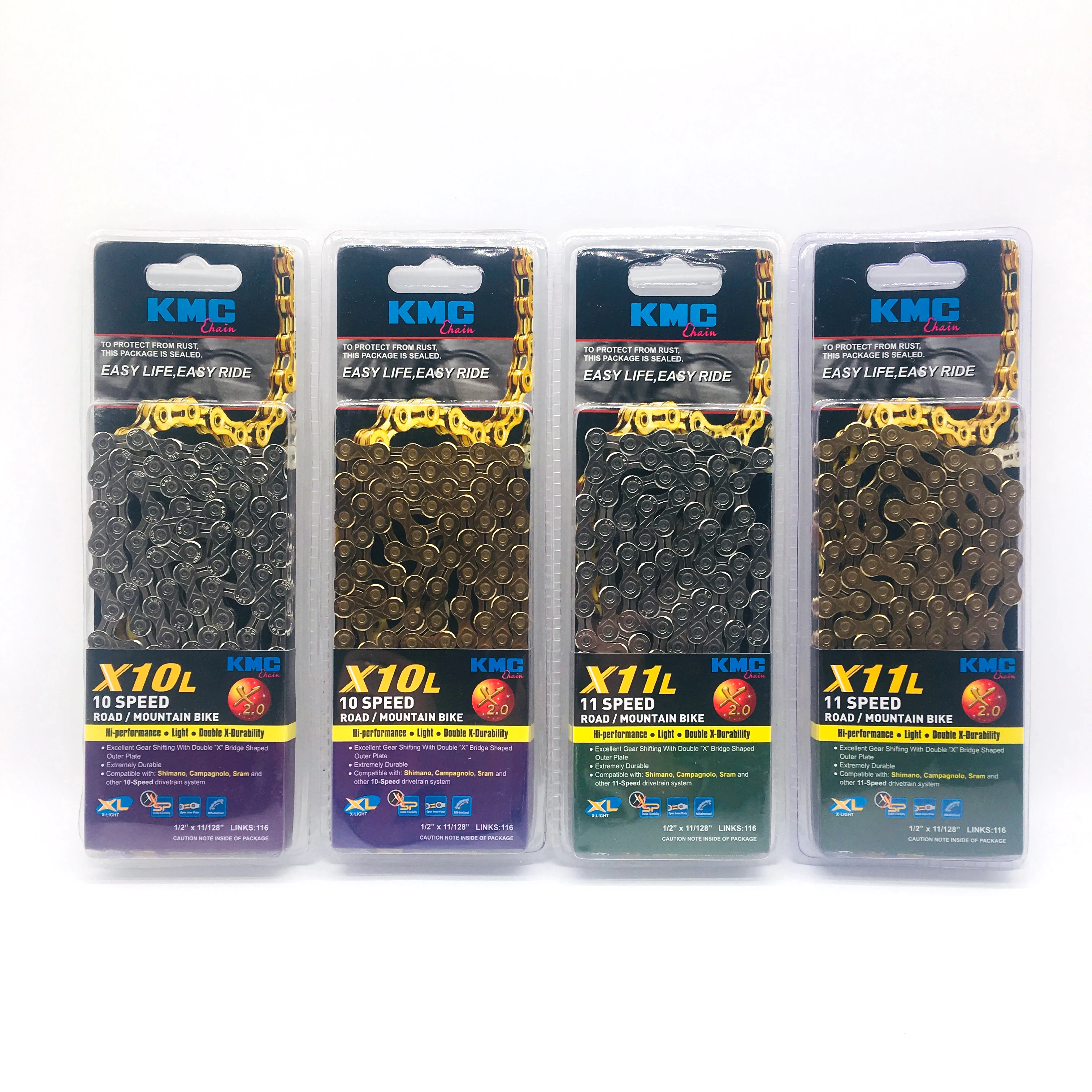 

KMC X10L /X11L Bicycle Chain 10Speed 11Speed MTB Super Light Hollow Mountain Bike Chain 116 Links Gold Silver 10s 11s Box-packed