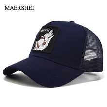 Хлопчатобумажные бейсболки для мужчин, хип-хоп кепка с вышитым волком, бейсбольная кепка с дышащей сеткой, шляпы от солнца для мужчин, хип-хоп кепка