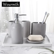 Wourmth, 5 шт., керамические наборы для мытья ванной комнаты, украшение дома, 5 цветов, простая мыльница, держатель для зубной щетки, мыло для рук, полный набор