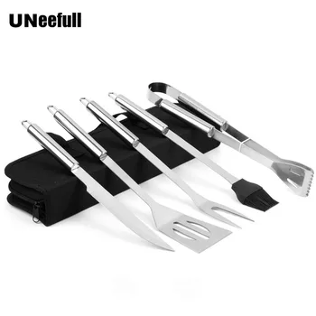 

5pcs/Set Stainless Steel BBQ Utensil Grill Set Tools Outdoor Cooking BBQ Kit with Carry Bag Camping Barbecue Accessories Tools