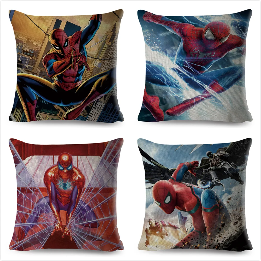 Чехол для подушки с героями мультфильма Marvel, Мстители, Человек-паук, американский аниме, Человек-паук, наволочка для дивана, декоративная наволочка, чехол