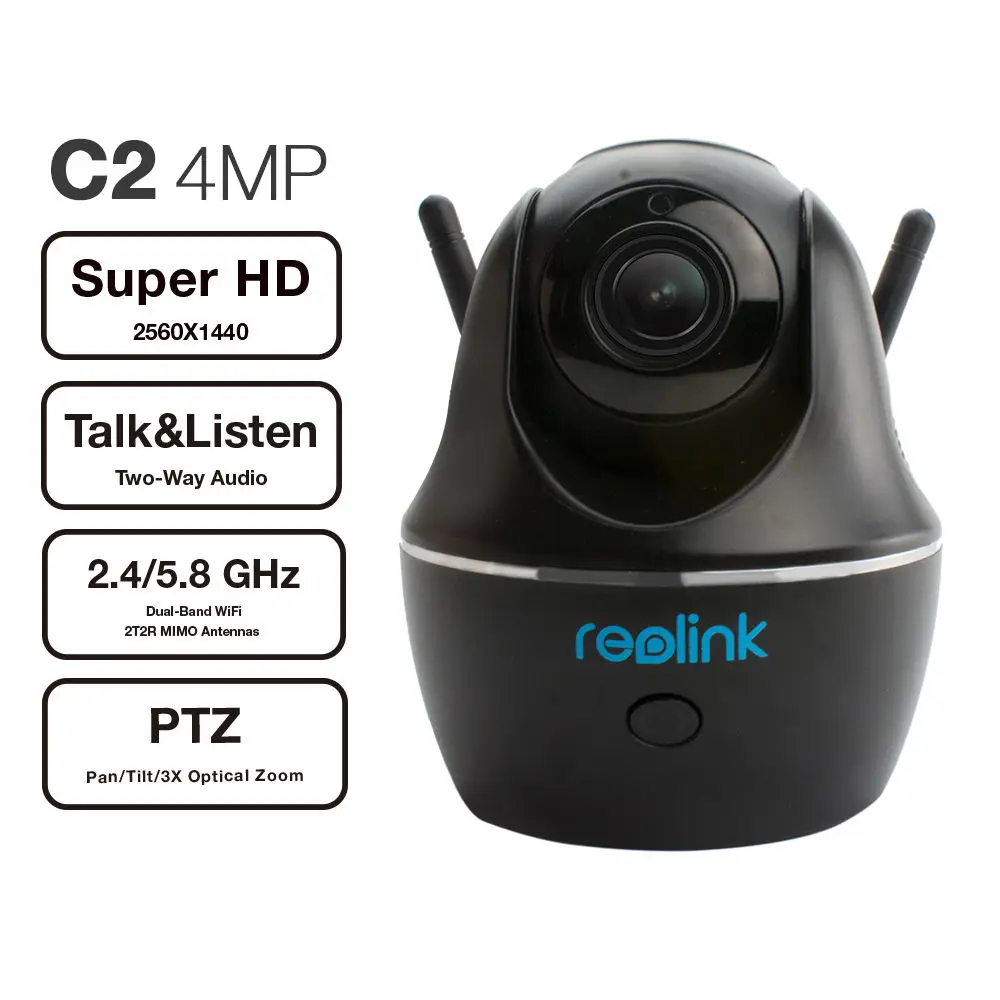 Reolink C2 wireless IP Camera AutoFocus 4MP HD P2P 3X Optical ZOOM ONVIF PTZ