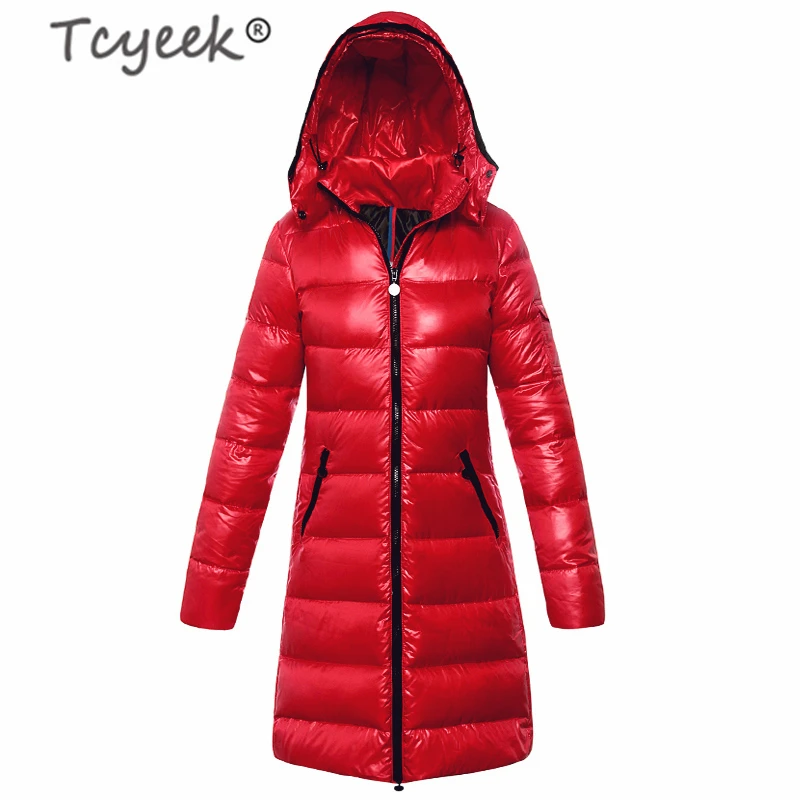 

Tcyeek Winter Duck Down Jacket Women Long Down Coat Female Thick Slim Jackets Clothes Fit Ladies Jacket Hooded Warm Coats A01040