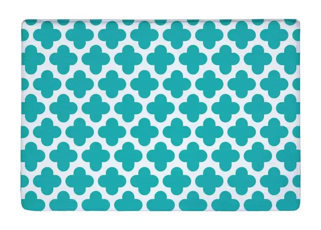Tapis de sol Turquoise Quatrefoil trèfle diamants GeometryPrint Non ... Tapis de sol Turquoise Quatrefoil trèfle diamants GeometryPrint Non ...