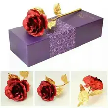 24 k Gold Фольга розы Творческий подарок на день Святого Валентина подарки на день рождения исповедь набор, содержащий розы и Сумки и Коробки