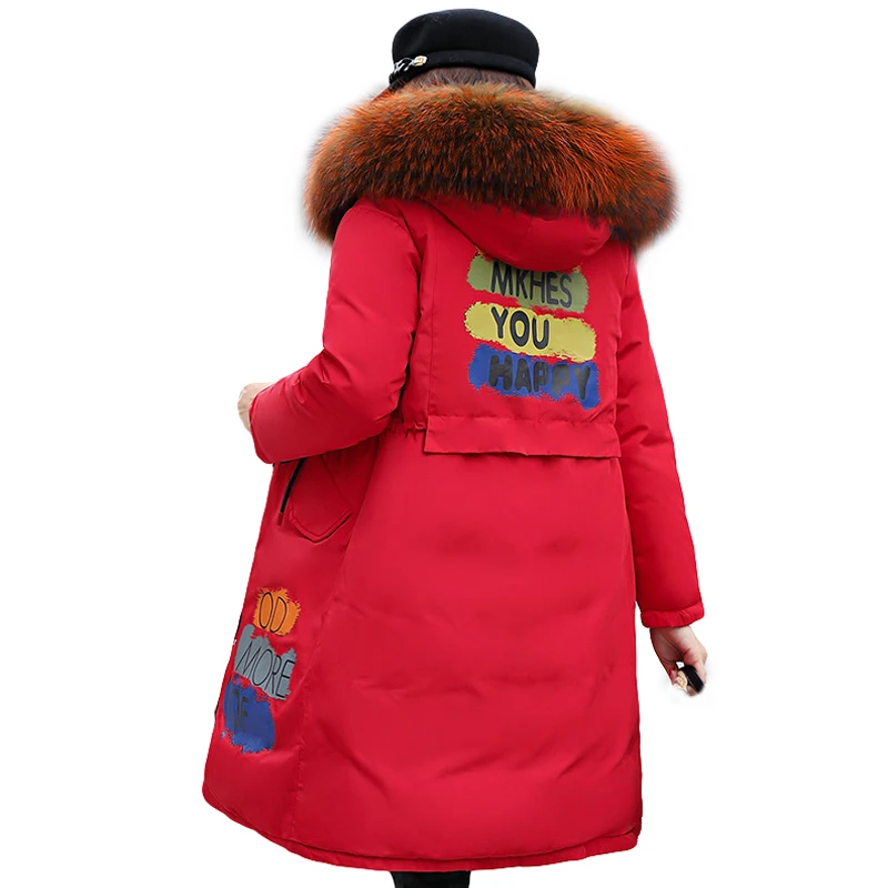 

Fashion Winter Women Down Cotton Padded Jacket Coat Female Thick Long Down Parkas Two-sided wear slim Large Fur Coat 2019 New