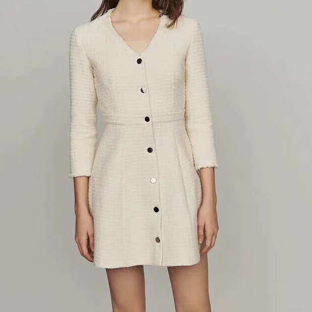 Koop 2019 Lente prinses stijl v hals lange mouwen single breasted vrouwen wollen lange jas